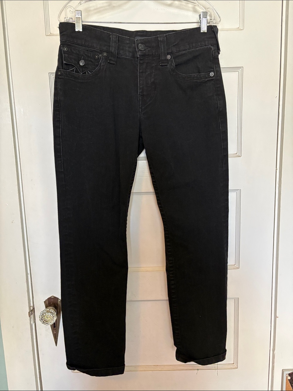 True Religion Men's Ricky Relaxed Black Straight Jeans Size 30